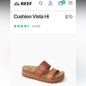 Reef Cushion Vista Hi Brown Two-strap Slide Sandals